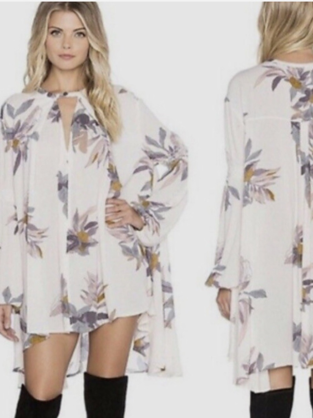 Free People Electric Orchid Print Swing Tunic